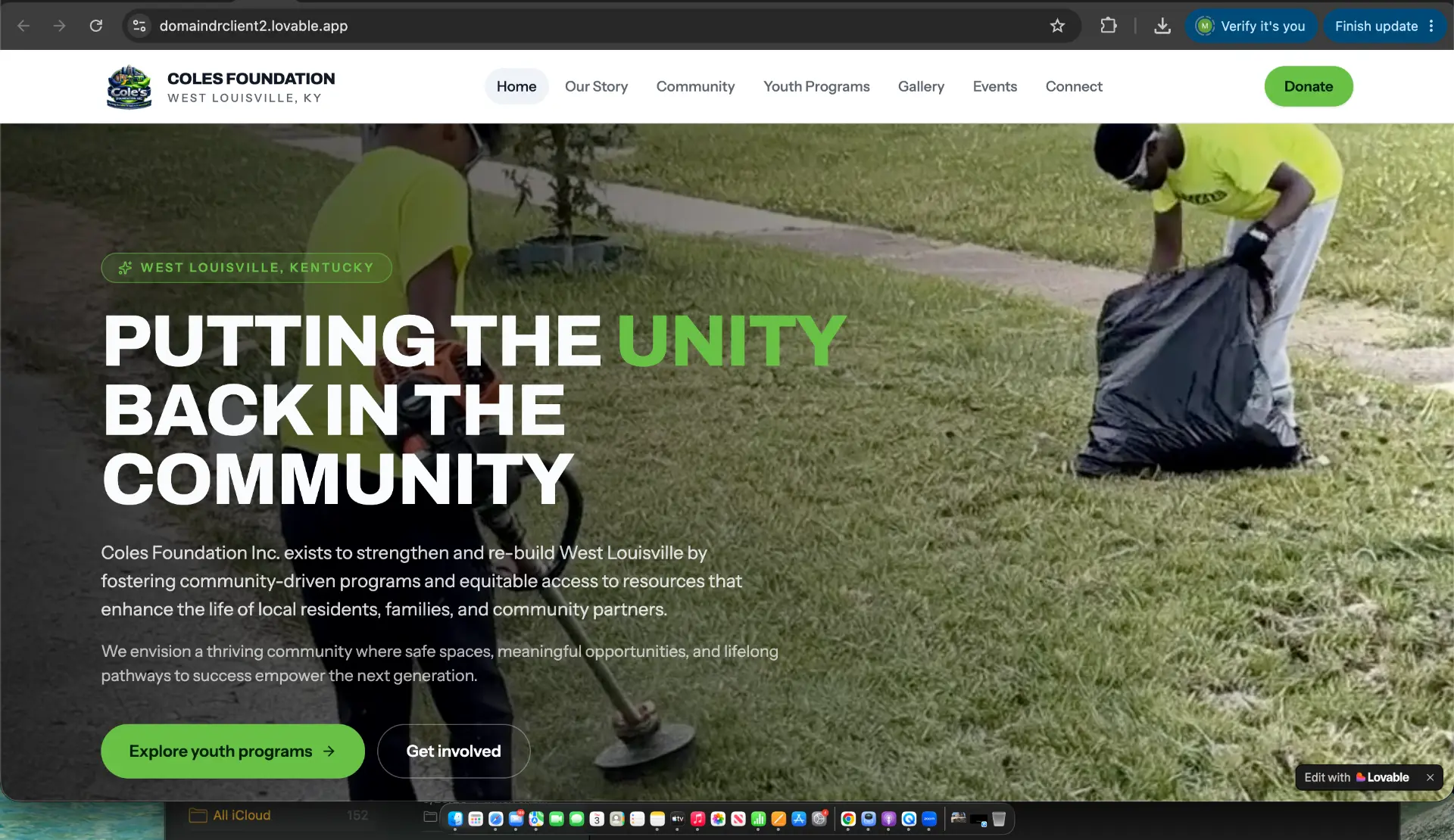 Coles Foundation website after the DOMAINDR+ redesign