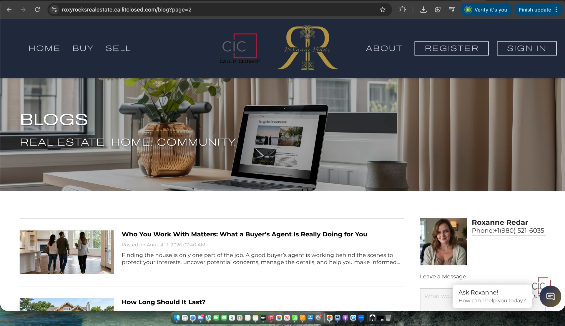 Roxanne The Realtor website before the redesign