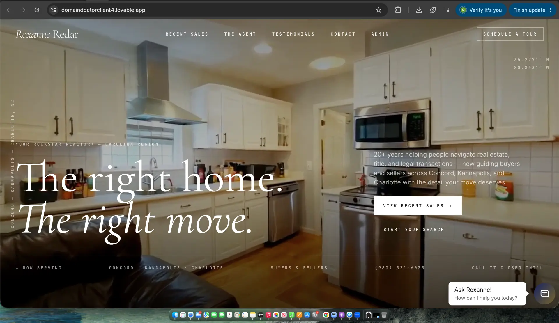 Roxanne The Realtor website after the DOMAINDR+ redesign